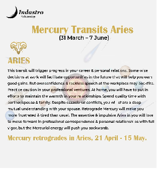 Mercury Transits Aries (31 March – 7 June): Effects